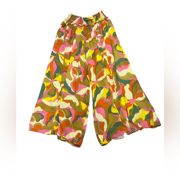 True Destinations Wide Leg Tropical Print Pants - Picture 1 of 5